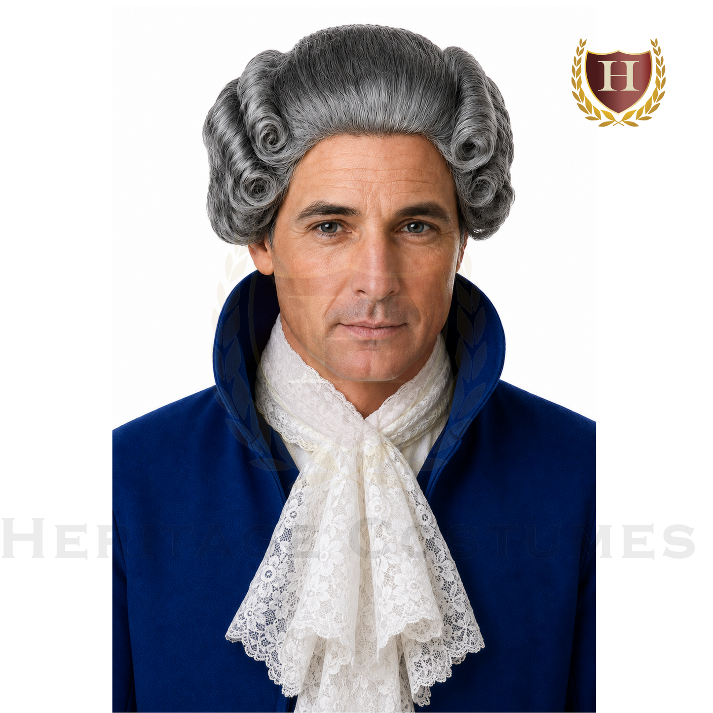 Men’s Grey Colonial Wig 18th Century Statesman Style