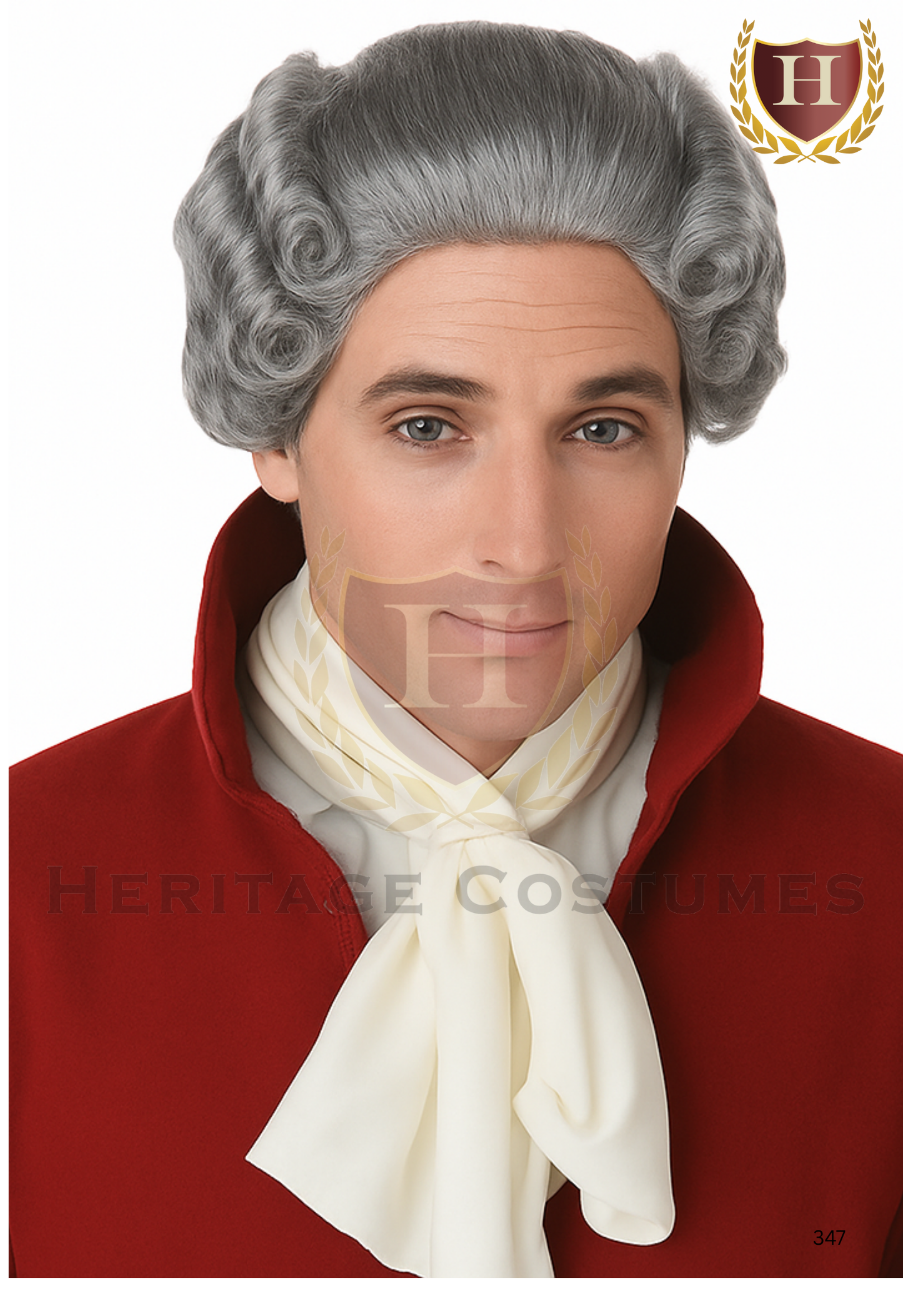 Men’s Grey Colonial Wig – 18th Century Statesman Revolutionary War Costume Wig