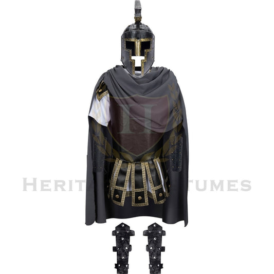 AAchilles Greek Warrior Adult Costume featuring a detailed chest plate, Grecian tunic, battle cloak, and armor accessories, inspired by the legendary Trojan War hero, perfect for historical reenactments, cosplay, and themed events.