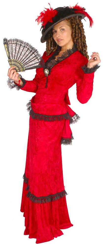 victorian era dress for women Victorian Era Women's Velvet Dress L / Black