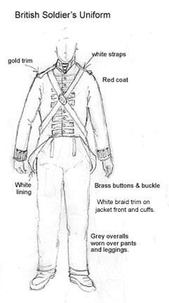 Boys American Revolutionary War Costume - British Red Coat Soldier - Period Military Clothing