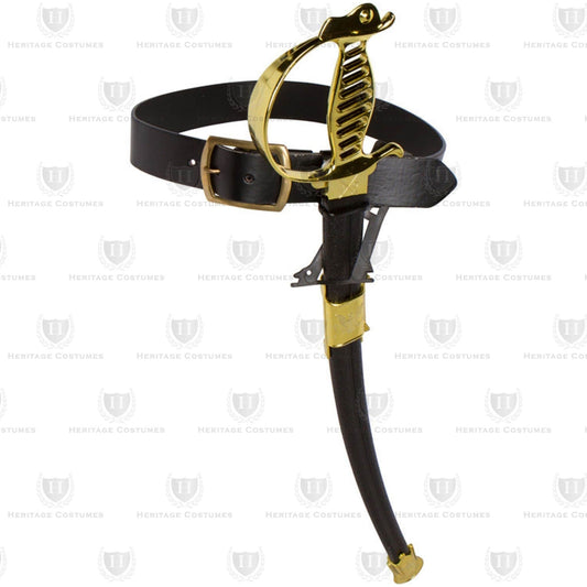 Military Black Waist Belt and Officer's Sword Set, Military Sword Sabre Set