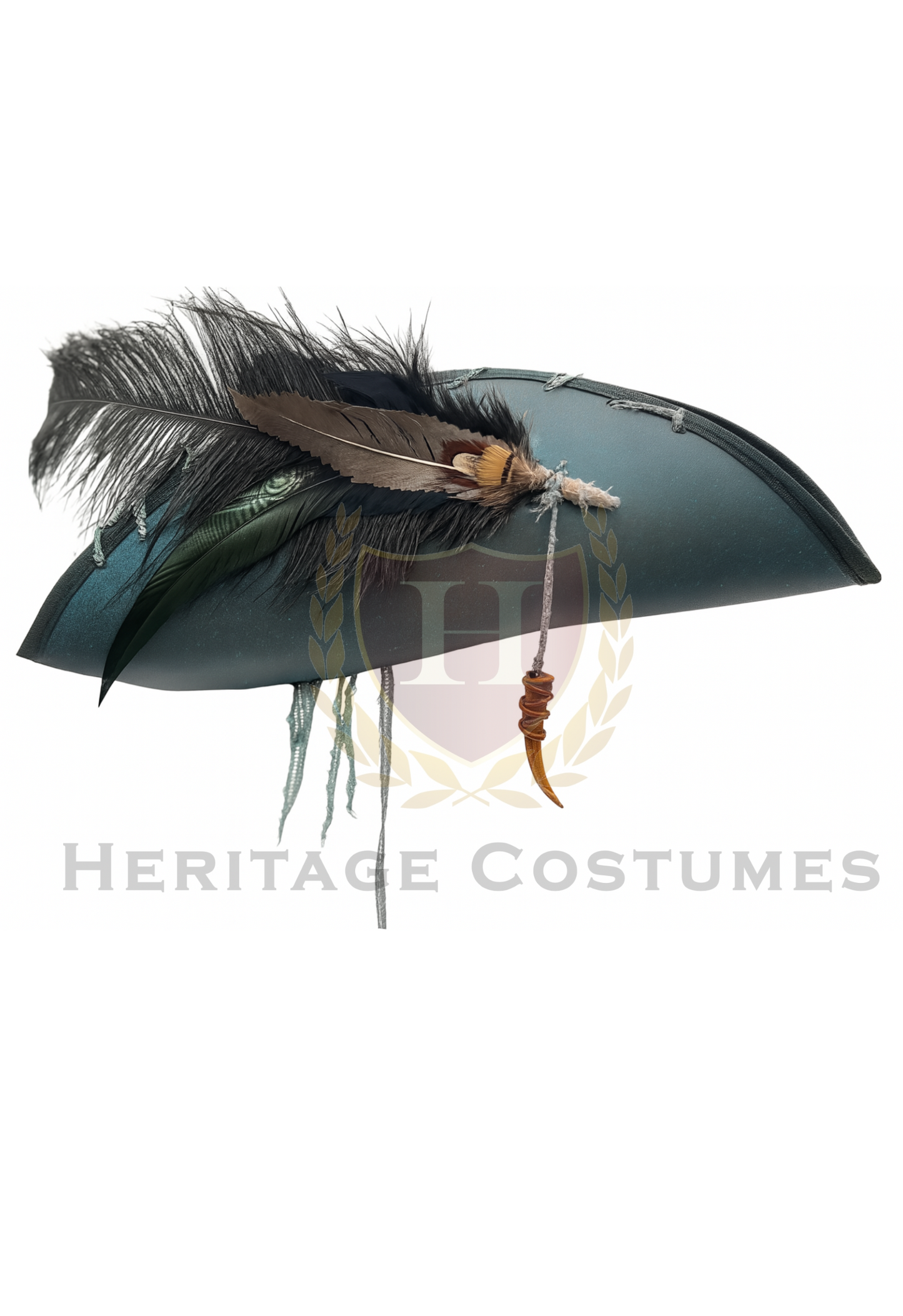 Deluxe Pirate Kraken Tricorn Hat – Tentacle Embossed, Feathered, Nautical-Themed Costume Accessory