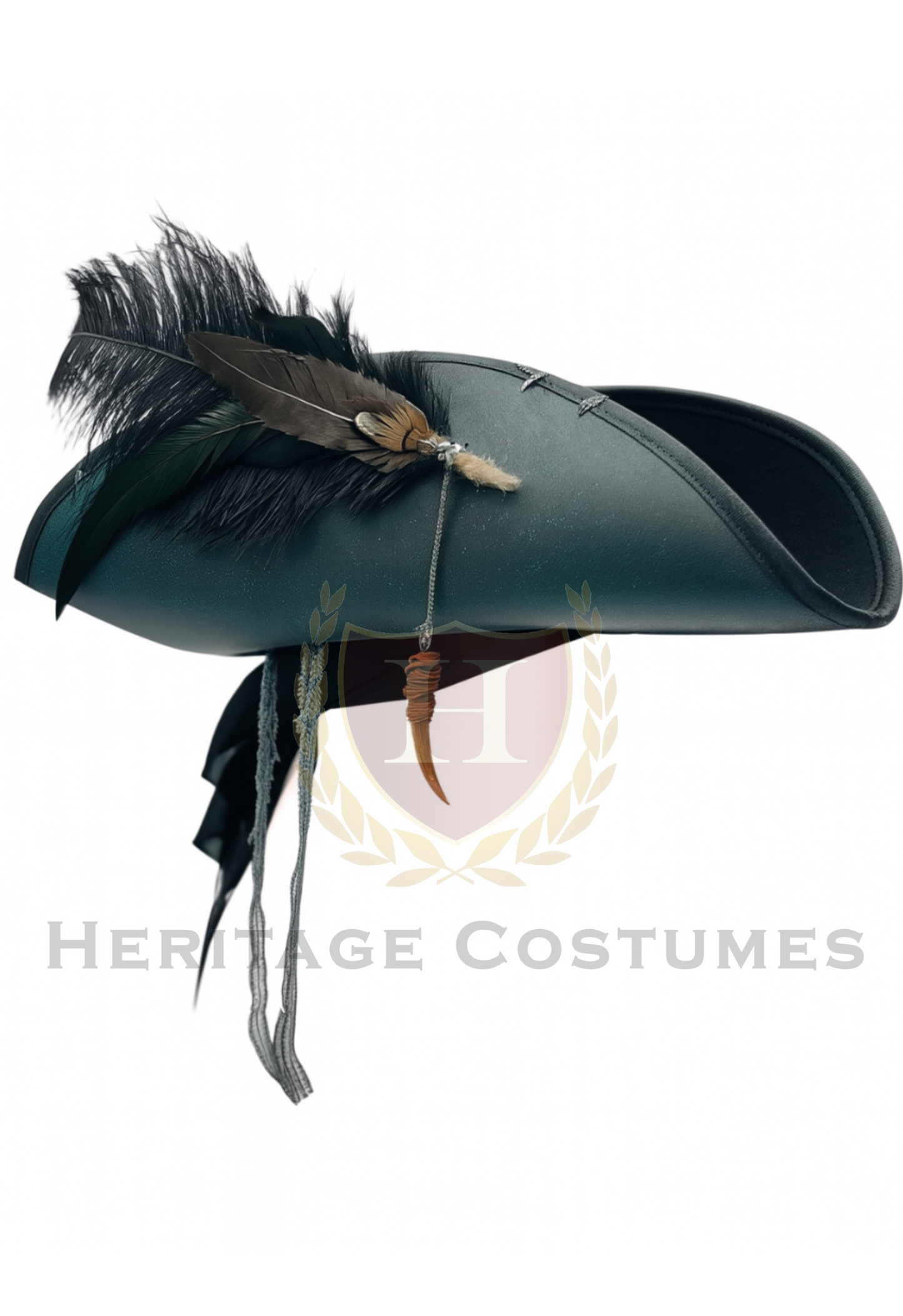 Deluxe Pirate Kraken Tricorn Hat – Tentacle Embossed, Feathered, Nautical-Themed Costume Accessory