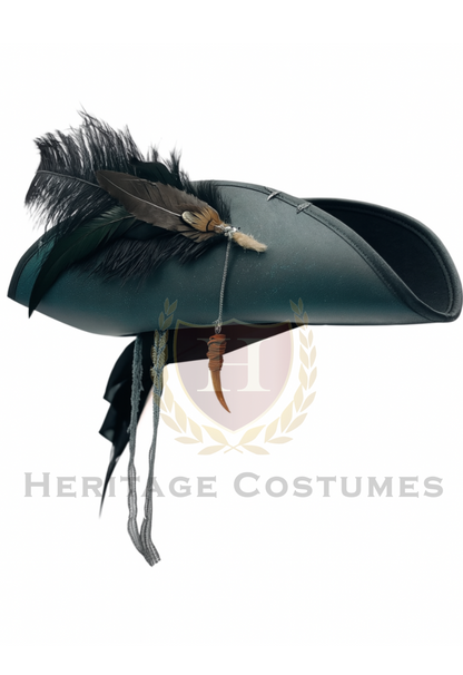 Deluxe Pirate Kraken Tricorn Hat – Tentacle Embossed, Feathered, Nautical-Themed Costume Accessory