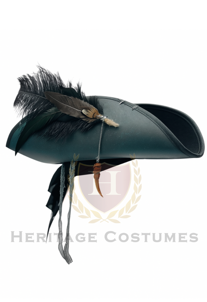 Deluxe Pirate Kraken Tricorn Hat – Tentacle Embossed, Feathered, Nautical-Themed Costume Accessory