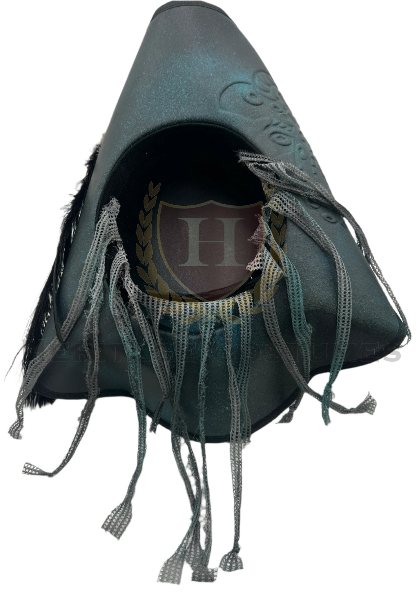 Deluxe Pirate Kraken Tricorn Hat – Tentacle Embossed, Feathered, Nautical-Themed Costume Accessory