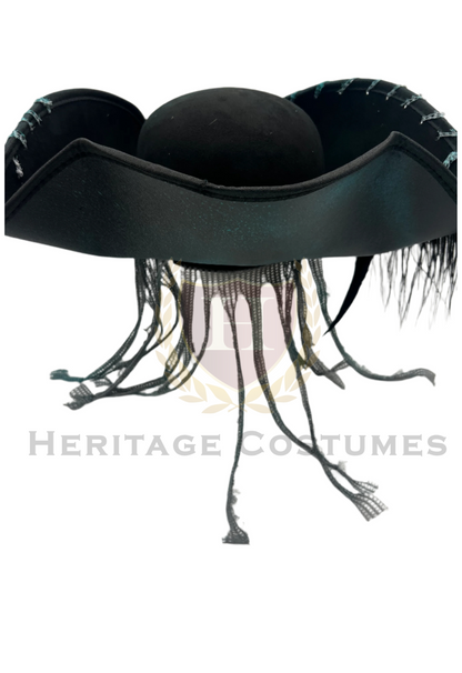 Deluxe Pirate Kraken Tricorn Hat – Tentacle Embossed, Feathered, Nautical-Themed Costume Accessory