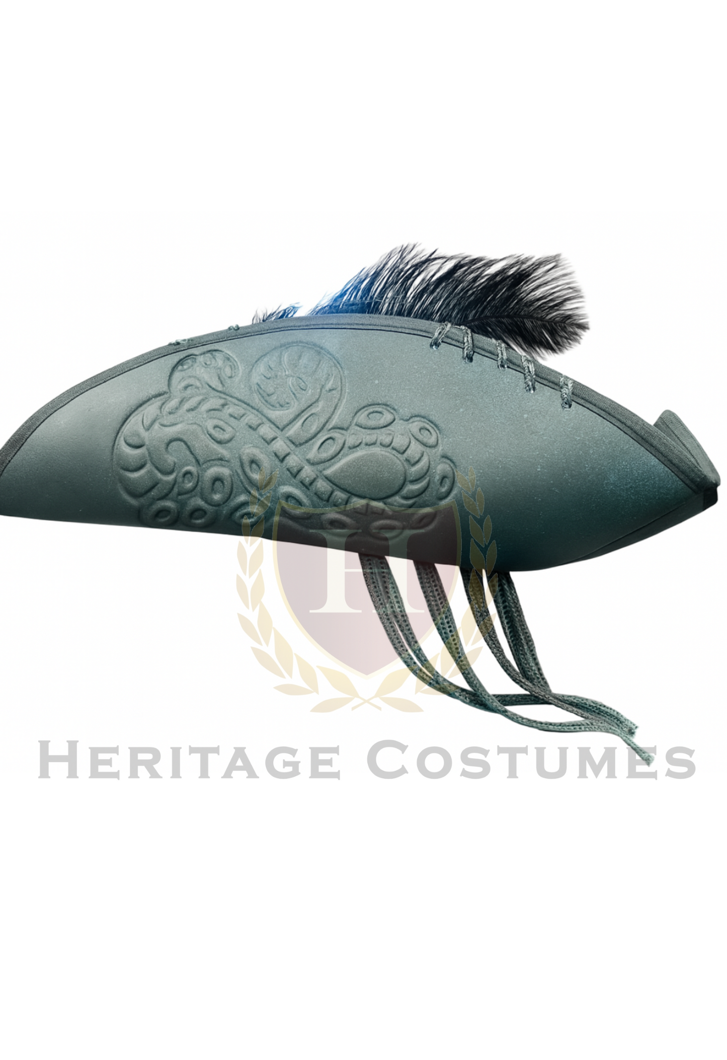 Deluxe Pirate Kraken Tricorn Hat – Tentacle Embossed, Feathered, Nautical-Themed Costume Accessory