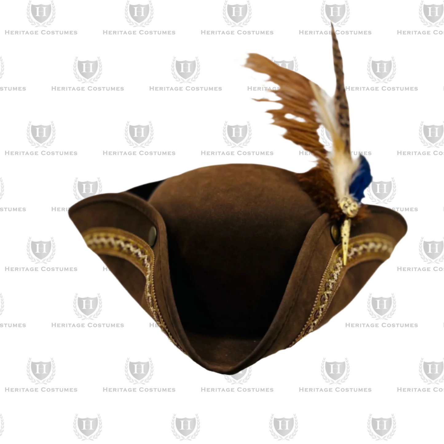 Children’s Brown Pirate Tricorn Hat – Faux Suede Colonial Style