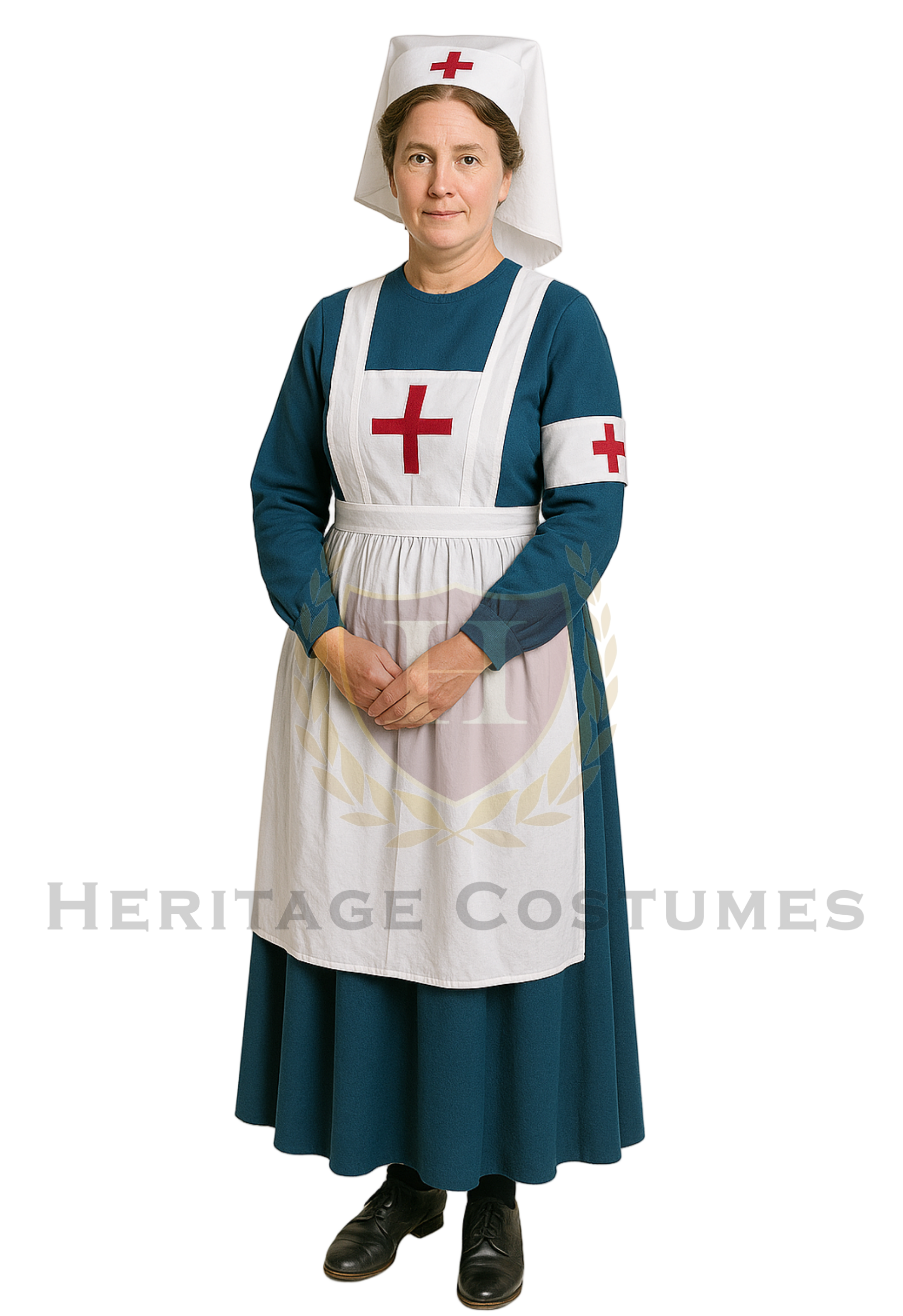Victorian Women’s Day Dress – Civil War Nurse Costume & Historical Reenactment Attire 3X / Slate Blue