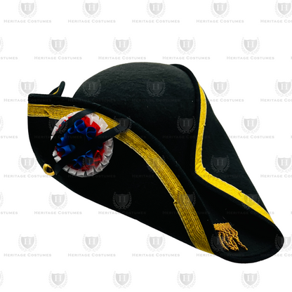 Children’s Marquis de Lafayette Hat – French Military Tricorn Colonial Hat for Kids, Revolutionary War & 18th Century Costume Accessory