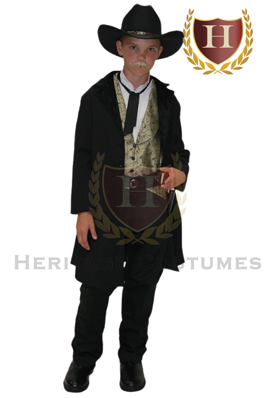 Kids Doc Holliday Historical Costume, Old West Victorian Outfit, Wild West Costume