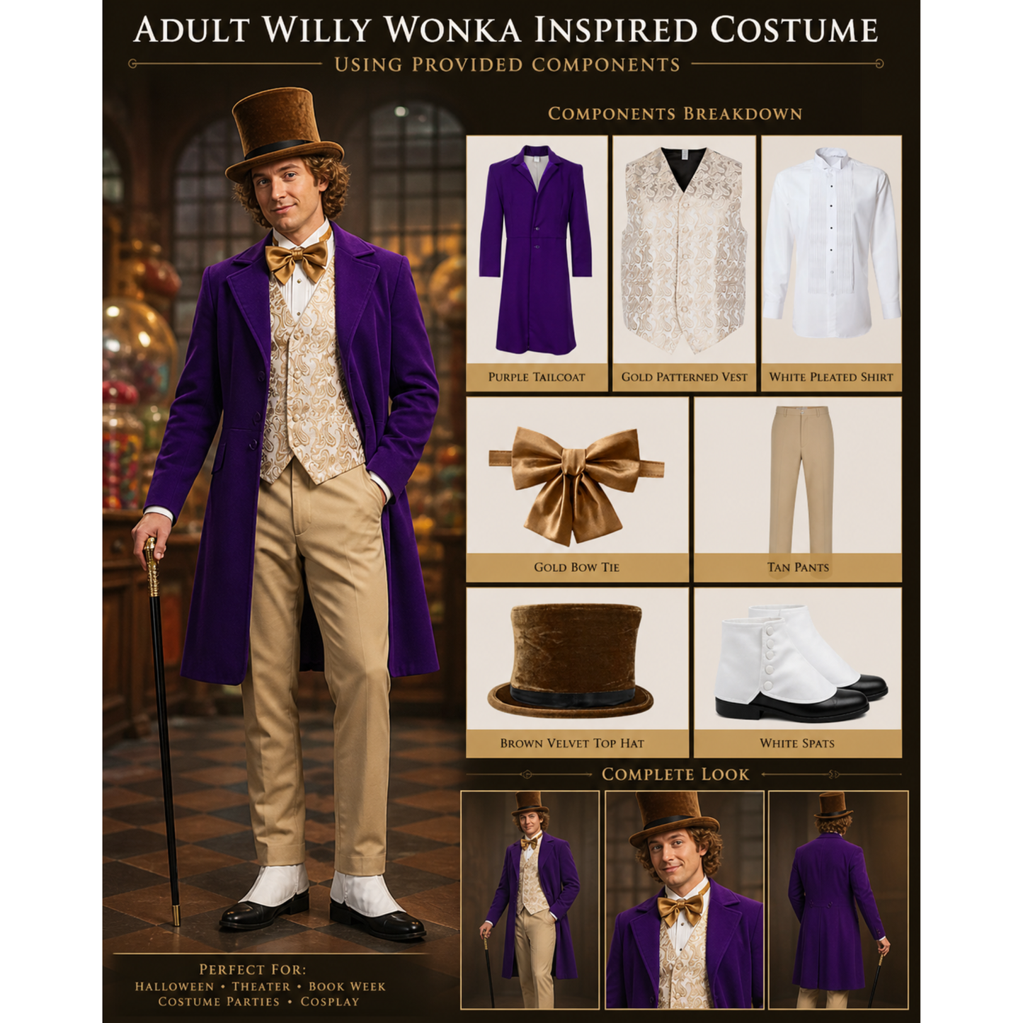 Candyman Adult Victorian  Costume - Charlie and the Chocolate Factory Costume