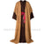 Adult Shepherd Robe Costume featuring a gold-tone over-robe, brown undergarment, and adjustable rope belt, perfect for nativity plays, biblical reenactments, and Christmas pageants.