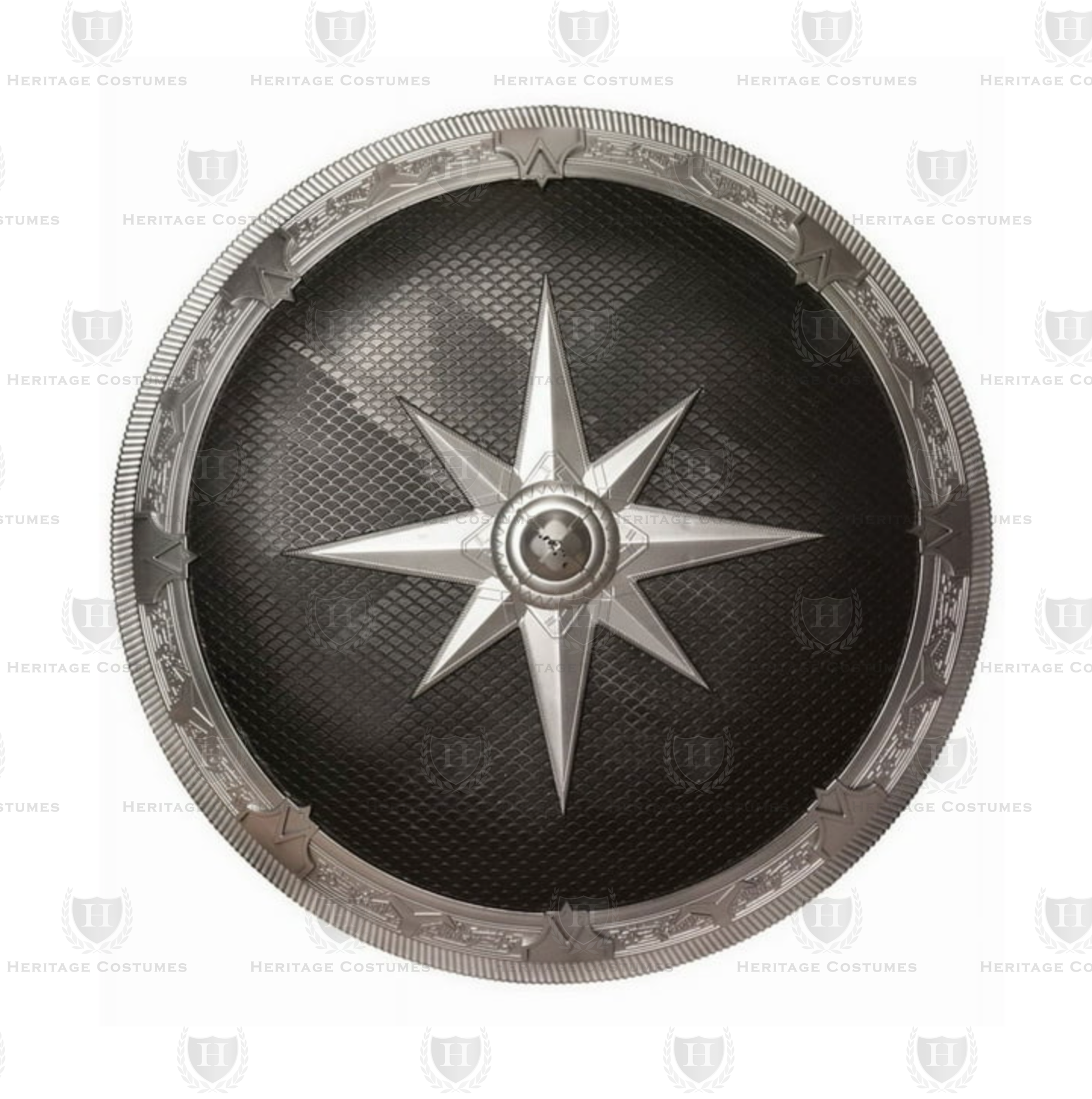 Ancient Spartan Warrior Shield featuring a molded plastic design with adjustable cloth straps, inspired by the iconic shields used by Spartan soldiers, perfect for historical reenactments, cosplay, and Greek warrior costumes