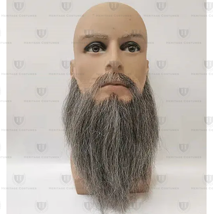 Realistic Moses beard and mustache set made from human hair, designed for an authentic biblical look, perfect for nativity plays and biblical reenactments.