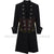 The front view of the Black Linen Caribbean Pirate Captain's Frock Coat features a tailored fit, intricate detailing, and classic pirate-inspired design, perfect for themed events and historical reenactments.