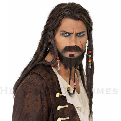Blackbeard Pirate Beard & Mustache Set – 3 Piece