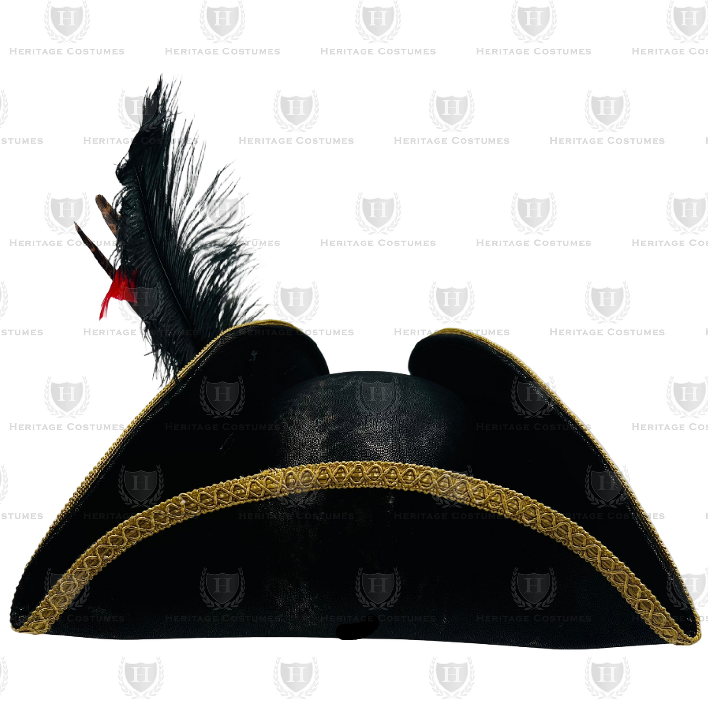 Calico Jack's Tricorne – Adjustable Faux Suede Pirate Hat with Feather Accessory