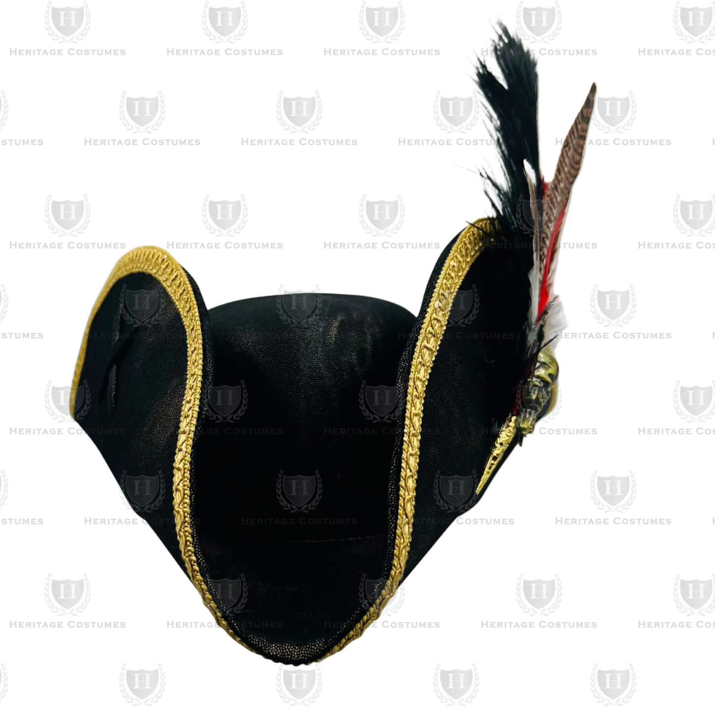 Calico Jack's Tricorne – Adjustable Faux Suede Pirate Hat with Feather Accessory