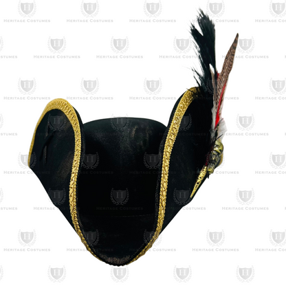 Calico Jack's Tricorne – Adjustable Faux Suede Pirate Hat with Feather Accessory