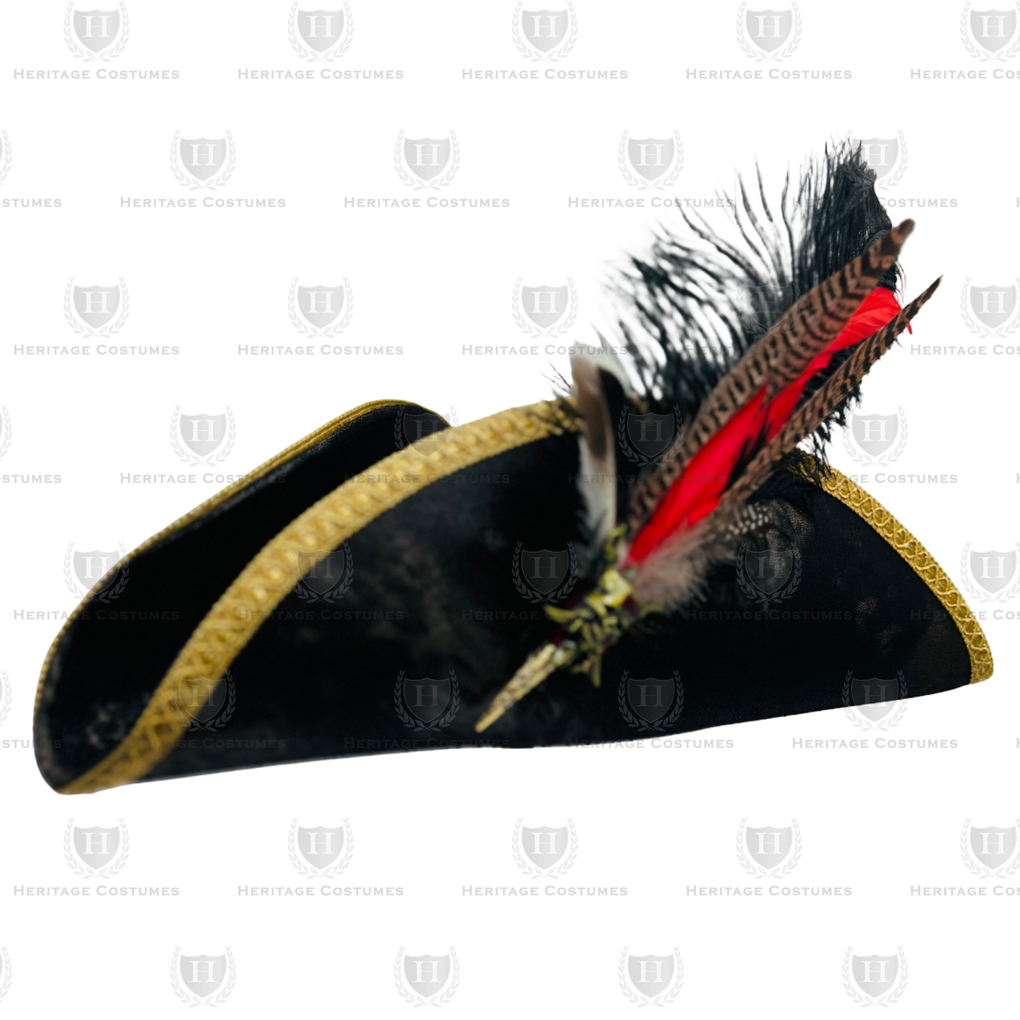 Calico Jack's Tricorne – Adjustable Faux Suede Pirate Hat with Feather Accessory