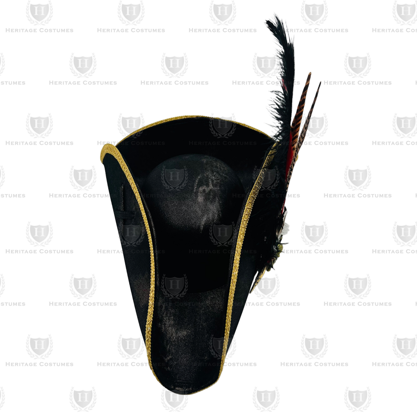 Calico Jack's Tricorne – Adjustable Faux Suede Pirate Hat with Feather Accessory