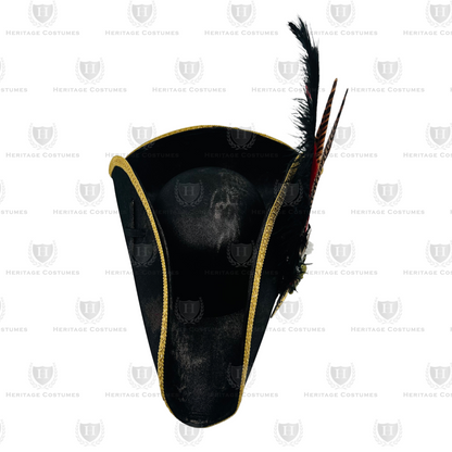 Calico Jack's Tricorne – Adjustable Faux Suede Pirate Hat with Feather Accessory