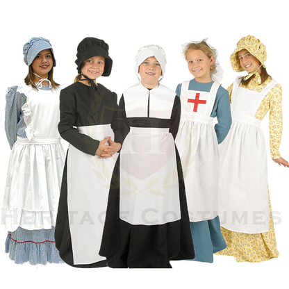 Children’s Colonial Apron & Headwear Historical Set