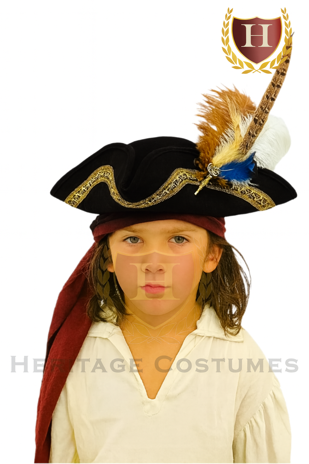 Children’s Pirate Tricorn Hat – Faux Suede Colonial Style