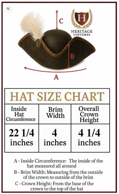 Children's Deluxe Colonial Tricorn Hat – Revolutionary War Costume Hat