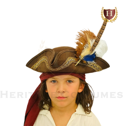 Children’s Pirate Tricorn Hat – Faux Suede Colonial Style