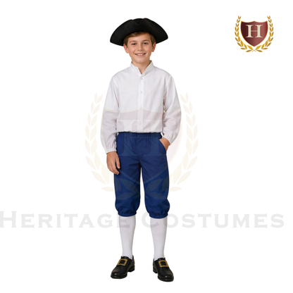 Children’s Colonial Shirt Mandarin Collar White
