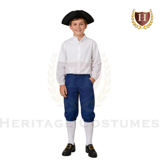 Children’s Colonial Shirt Mandarin Collar White