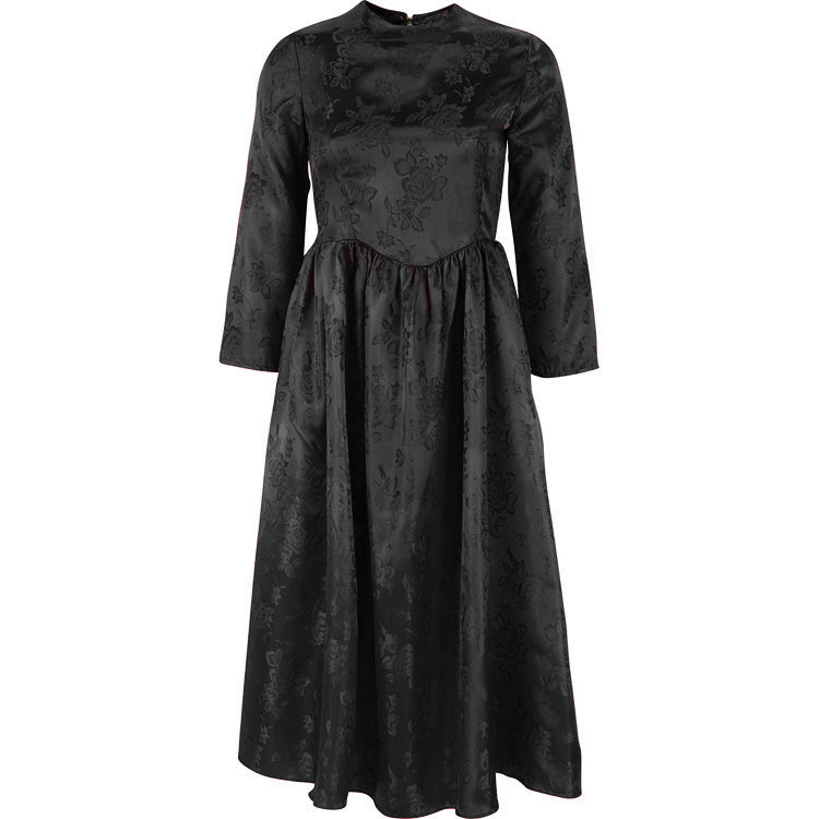 Children's Black Victorian Dress featuring a timeless 19th-century design with elegant detailing, perfect for historical reenactments, theatrical performances, and Victorian-themed events.