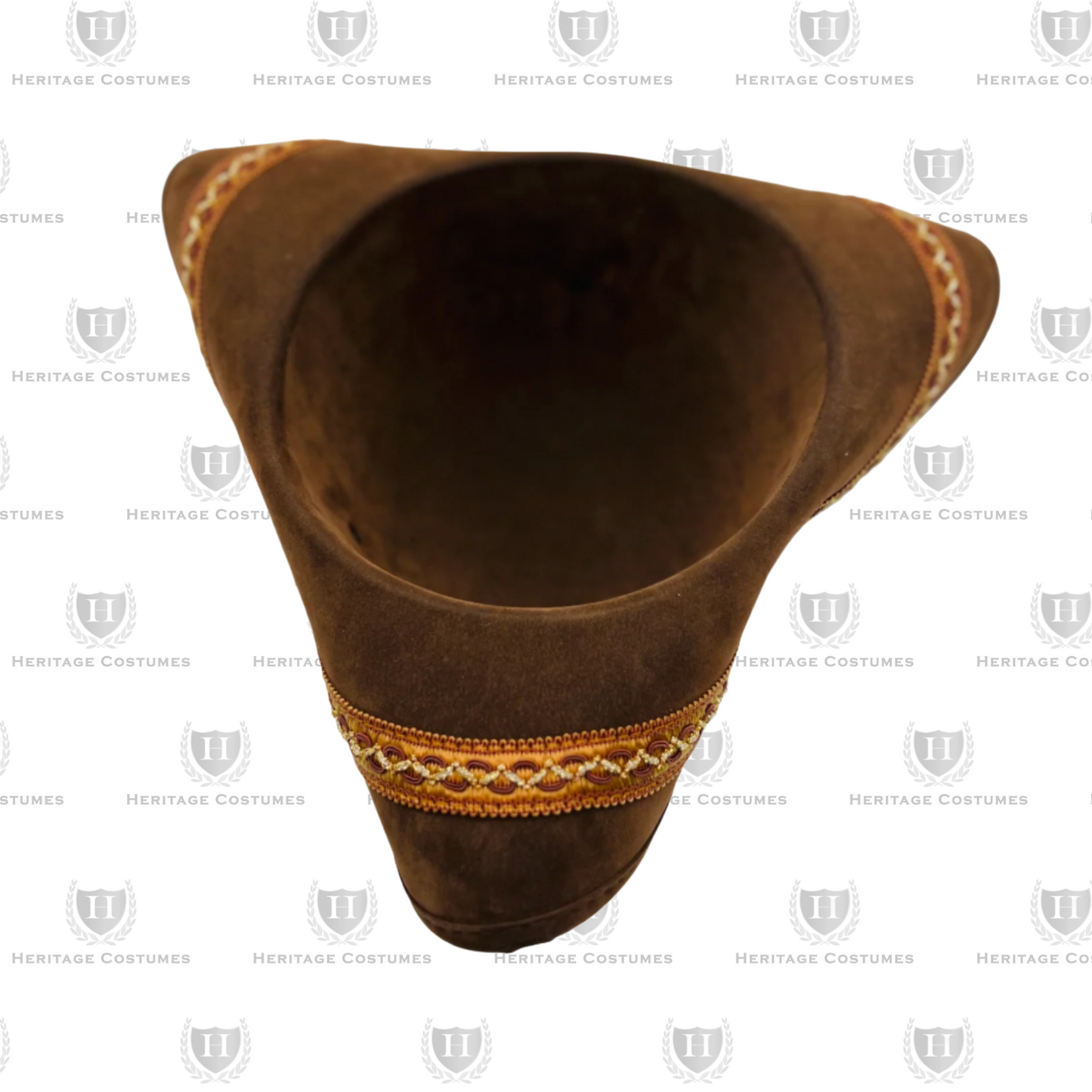 Children’s Brown Pirate Tricorn Hat – Faux Suede Colonial Style