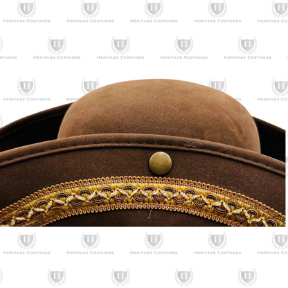 Children’s Brown Pirate Tricorn Hat – Faux Suede Colonial Style