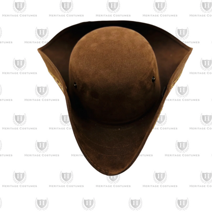 Children’s Brown Pirate Tricorn Hat – Faux Suede Colonial Style