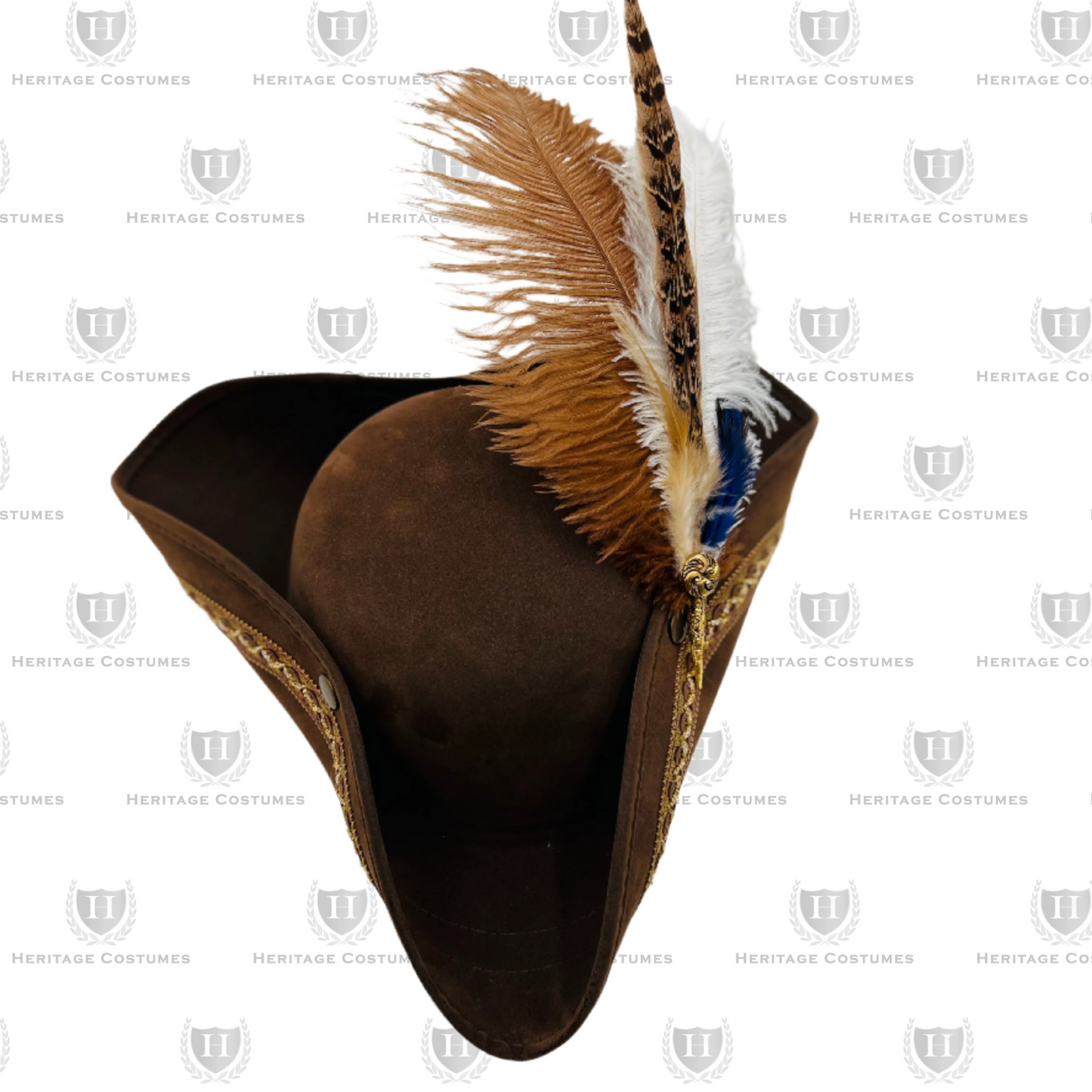 Children’s Brown Pirate Tricorn Hat – Faux Suede Colonial Style