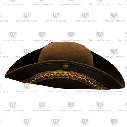 Children’s Brown Pirate Tricorn Hat – Faux Suede Colonial Style