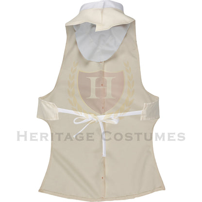 Back view of a Children's Ivory Colonial Waistcoat featuring a classic 18th-century design with an attached lace jabot and decorative gold buttons, perfect for historical reenactments, theatrical performances, and colonial-themed events.