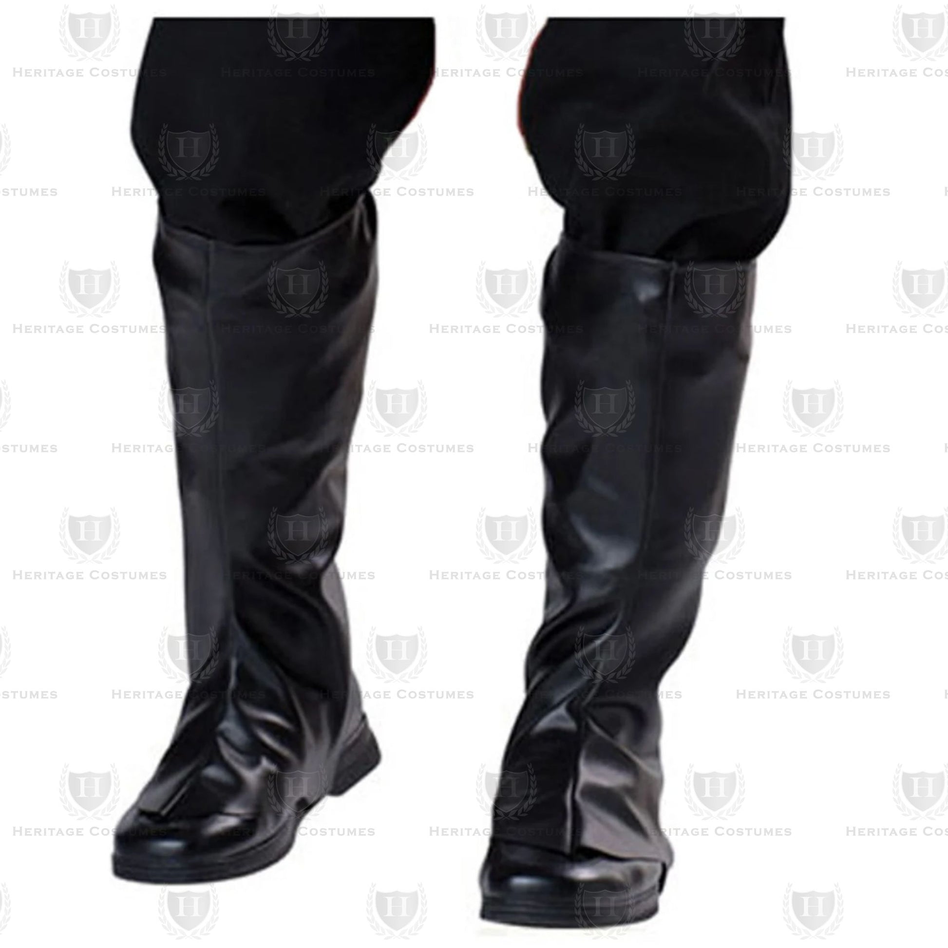 Children's military boot spats made from durable fabric, featuring a buttoned design for an authentic 19th-century military look. Perfect for historical reenactments, War of 1812 portrayals, and period military uniforms.