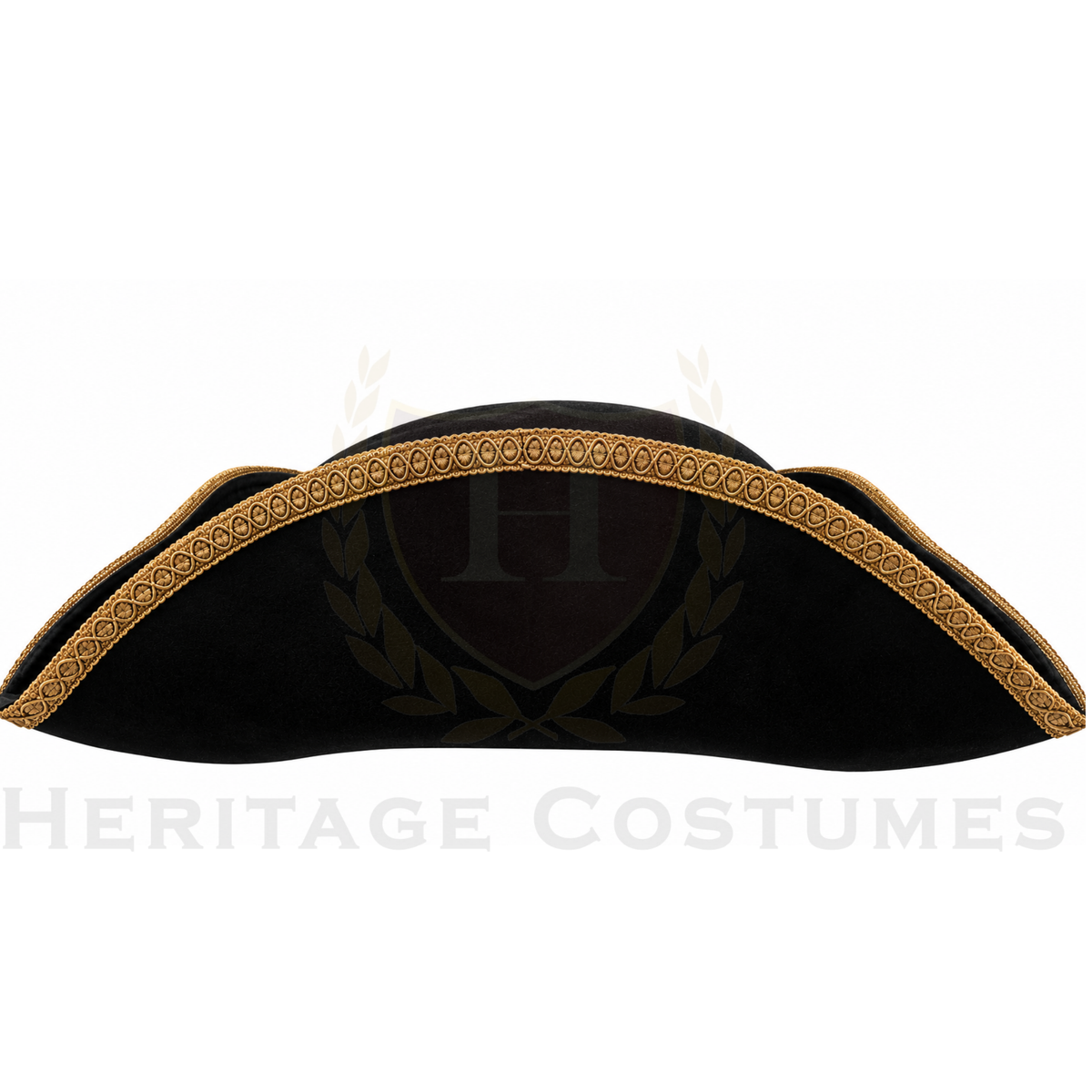 Revolutionary War Officer Tricorn Hat with Gold Trim