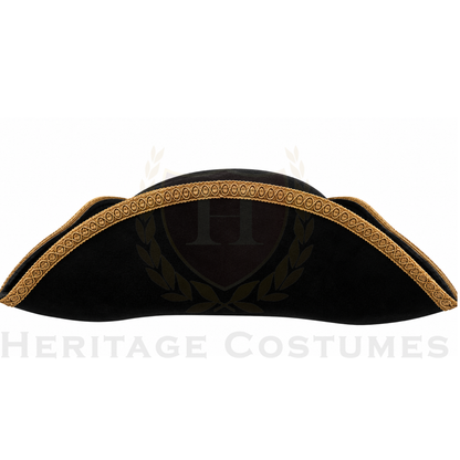 Revolutionary War Officer Tricorn Hat with Gold Trim