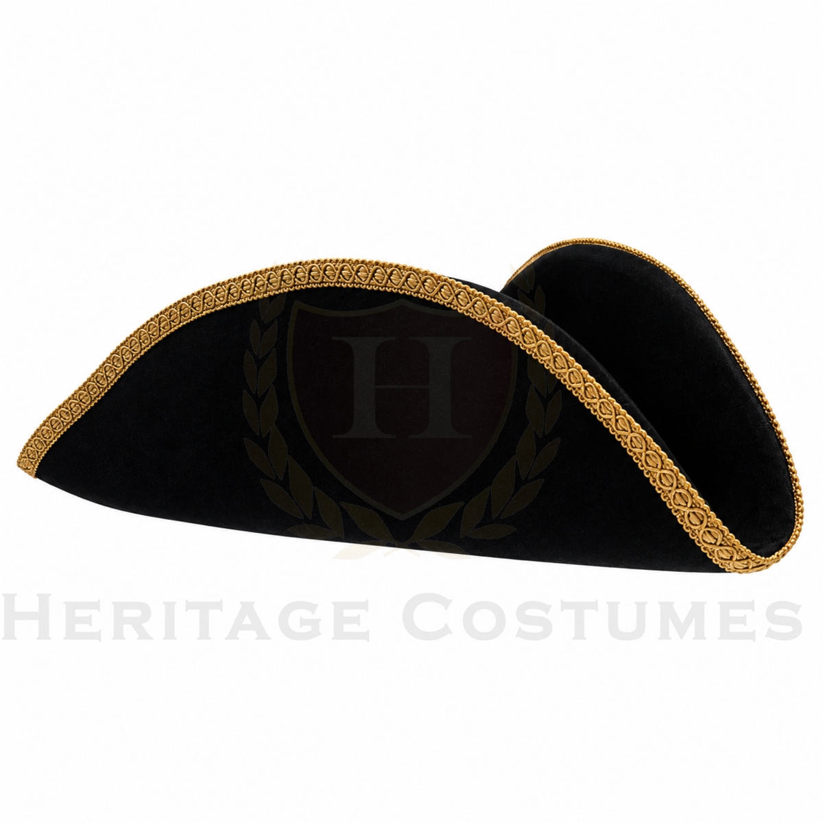 Revolutionary War Officer Tricorn Hat with Gold Trim