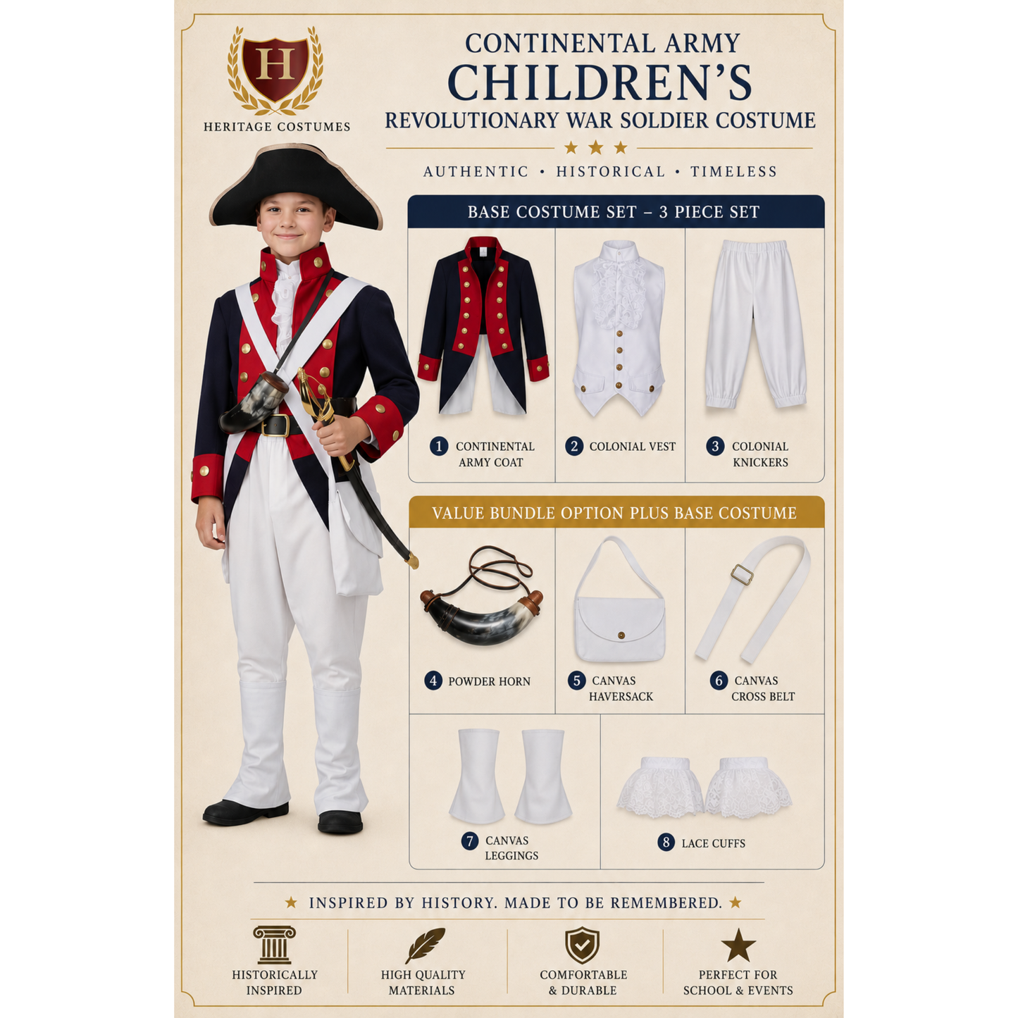 Continental Army Children’s Revolutionary War Soldier Costume