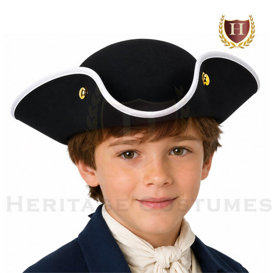 Children's Deluxe Colonial Tricorn Hat – Revolutionary War Costume Hat