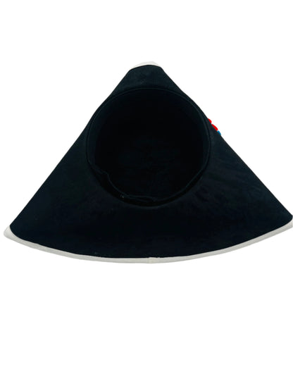 Interior view of the Deluxe Historical Tricorn Hat featuring a smooth polyester suede lining and a built-in hook-and-loop size adjuster for a comfortable, customizable fit up to XL (24-inch circumference).