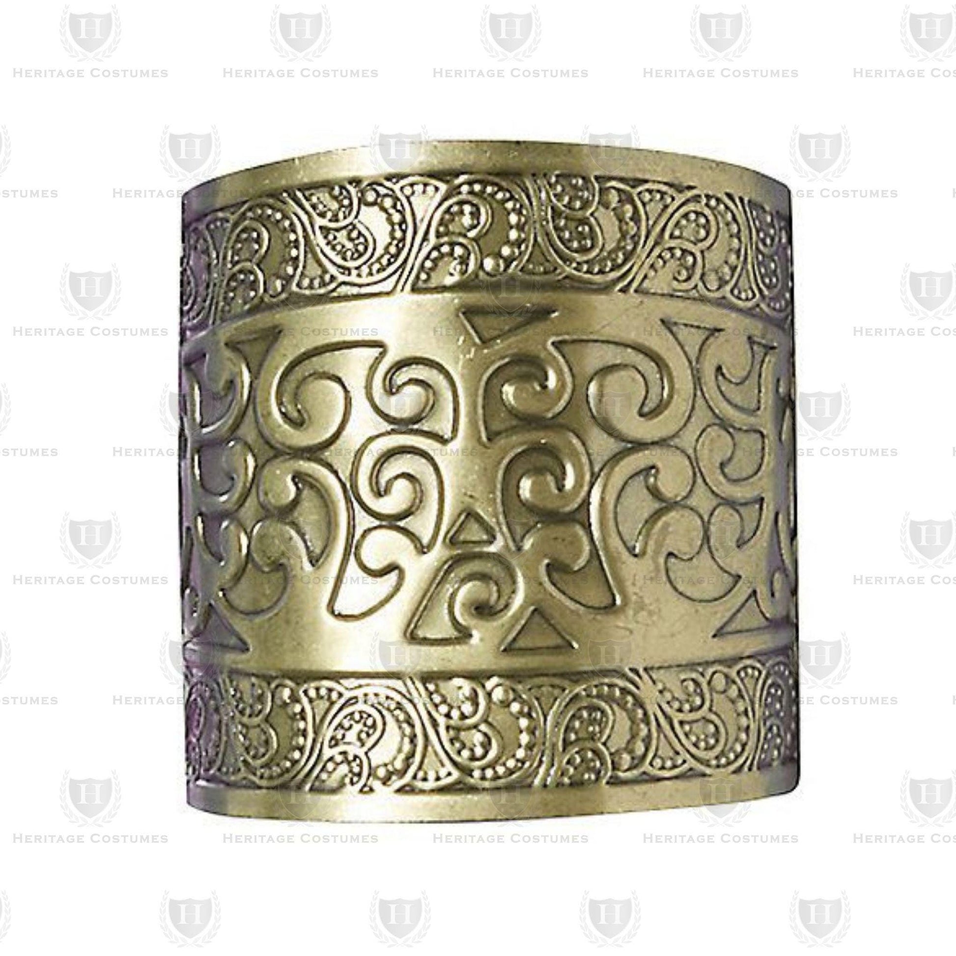 Detailed gold Egyptian bracelet – Ornate historical jewelry piece symbolizing status and power, perfect for pharaoh costumes, reenactments, and ancient Egyptian-themed events.